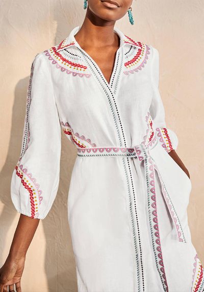 Zoe Embroidered Linen Dress from Boden