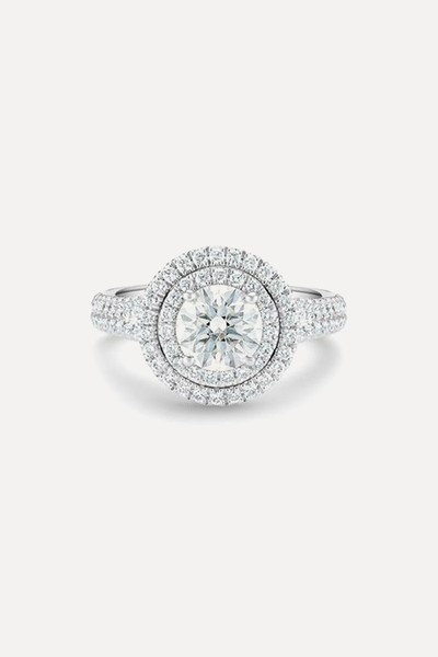 Aura Double Halo Round Brilliant Diamond Ring