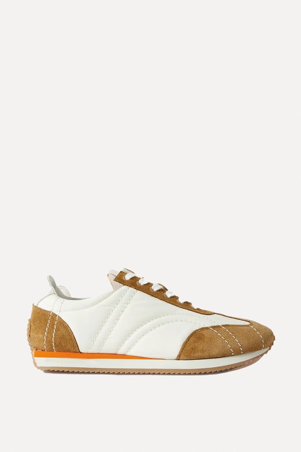 The Sport Lleather-Trimmed Suede & Twill Sneakers from Toteme