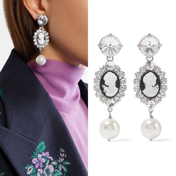 Silver Multi-Stone Clip Earrings from Miu Miu