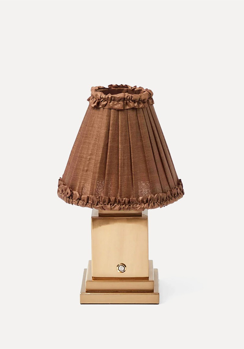 Square Rechargeable Lamp With Frilled Silk Shade