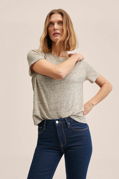 100% Linen T-Shirt from Mango