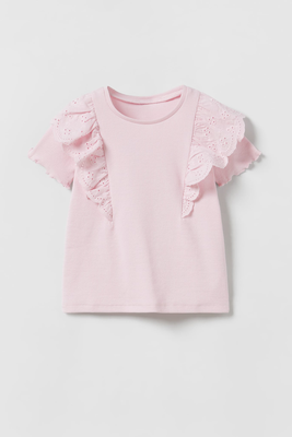 Ribbed T-Shirt With Ruffles