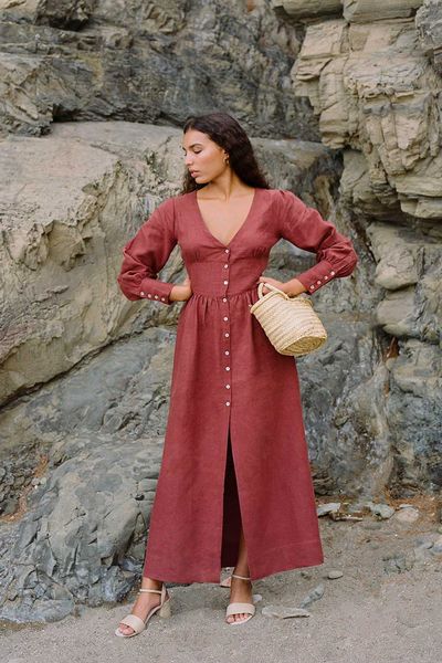 The Gertrude Linen Maxi Dress from Arkitaip