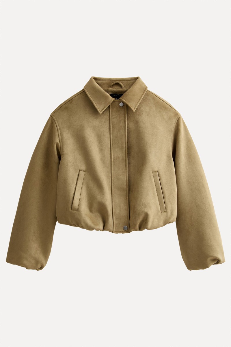 Faux Suede Bubble Hem Jacket