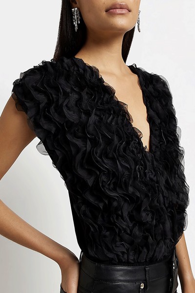 Frill Sleeveless Bodysuit from River Island