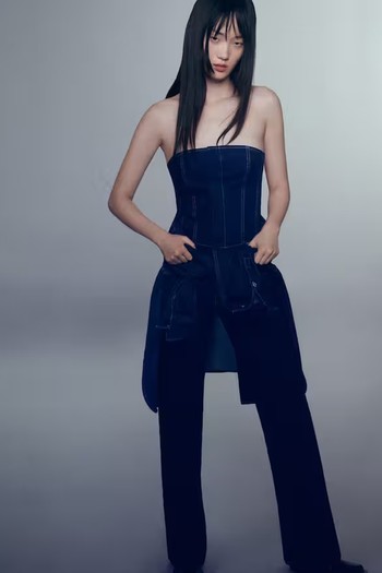 Strapless Denim Jumpsuit from Mango