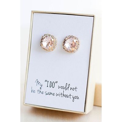 Bridesmaid Earrings - Rose Gold Swarovski  from Etsy