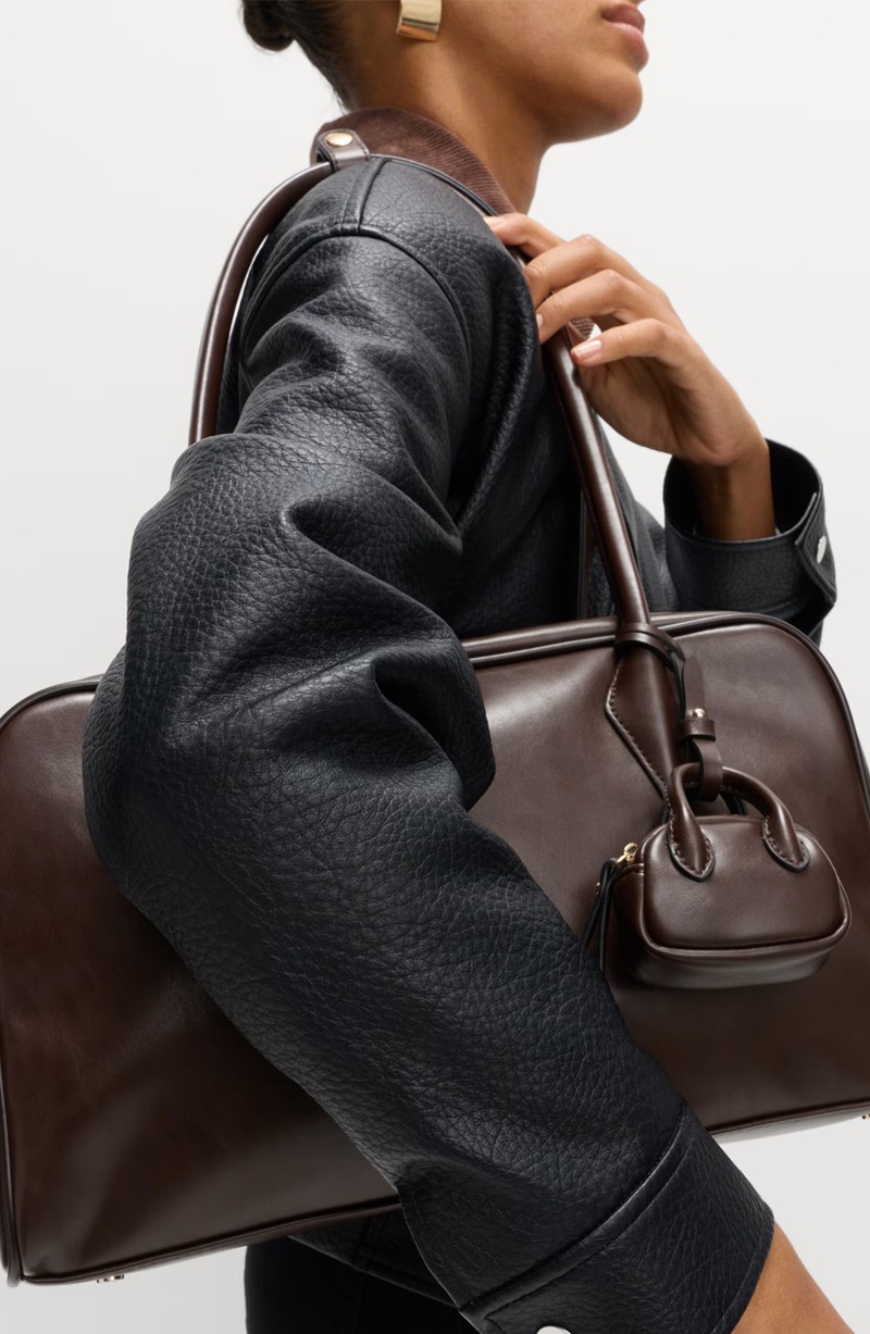 Faux Leather Bowler Bag