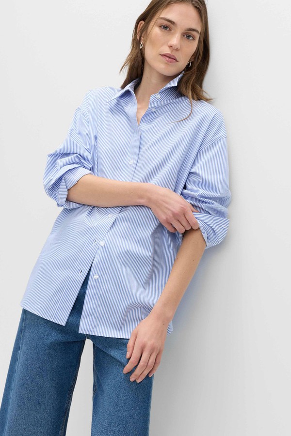 Pure Cotton Striped Oversized Shirt