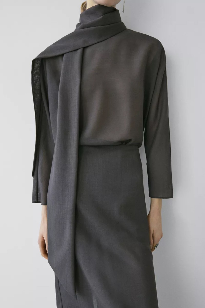 Flowing Blouse With Tie Detail  from Massimo Dutti