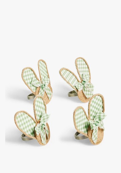 Gingham Rabbit Napkin Rings, Set of 4 from John Lewis