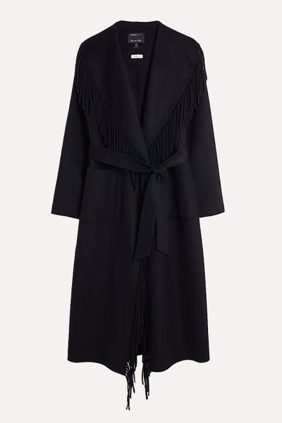 Premium Handmade Fringed Belted Coat from River Island