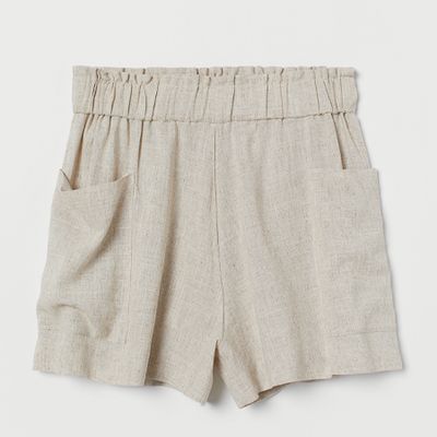 Linen Blend Shorts High Waist from H&M