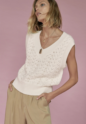 Knit Vest With Faux Pearl Detail