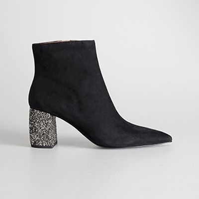 Rhinestone Heel Suede Ankle Boots from & Other Stories