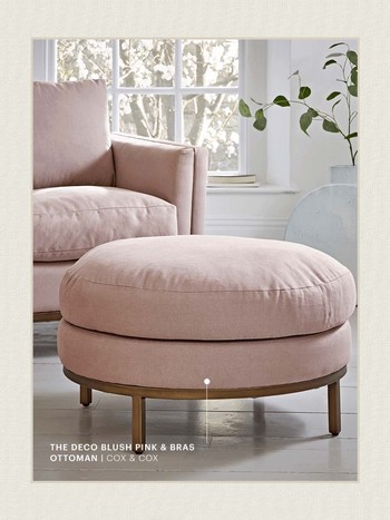 The Deco Blush Pink & Brass Ottoman