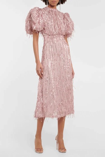 Sequined Puff-Sleeve Midi Dress from Rotate Birger Christensen