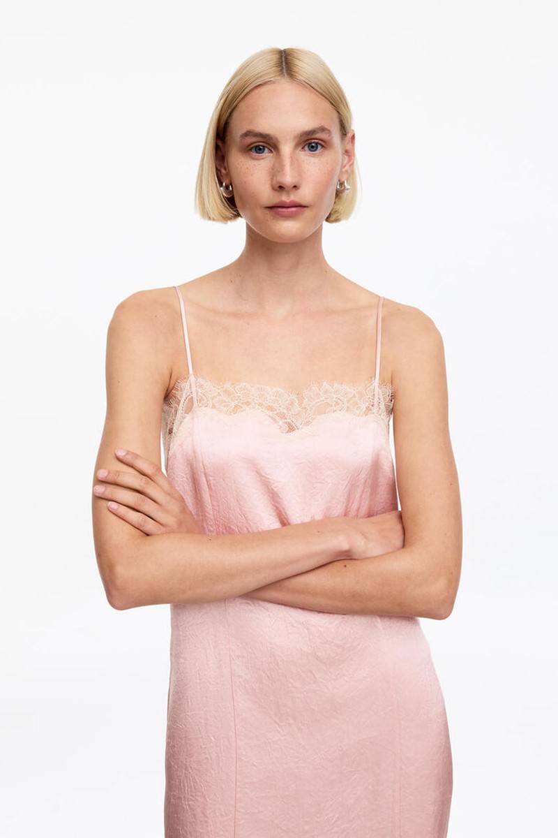 Lace-Trimmed Slip Dress