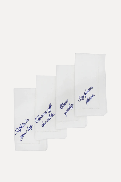 Miss Manners Dinner Napkins Blue Set from Chefanie