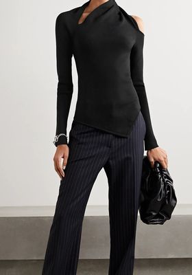 Black Asymmetric Jersey Top from Helmut Lang