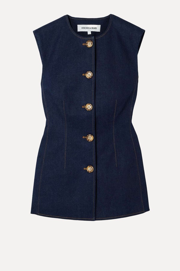 Jessup Topstitched Denim Vest from VERONICA BEARD