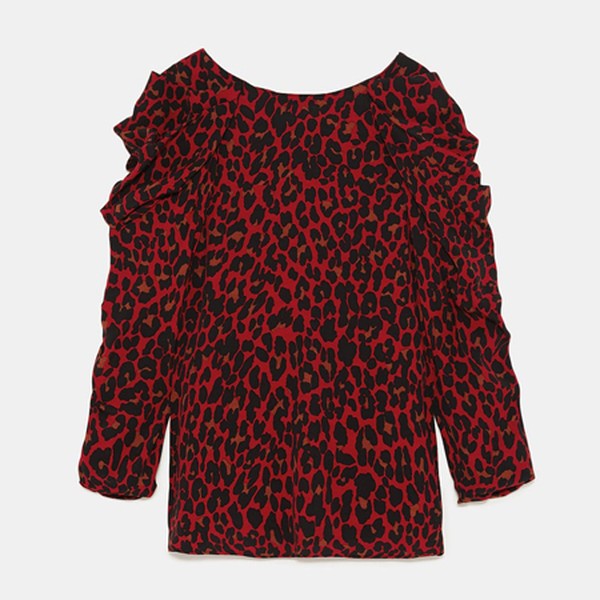 Draped Animal Print Blouse from Zara