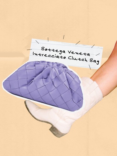 Purple small Intrecciato Leather Clutch Bag, £1,123.36 | Bottega Veneta