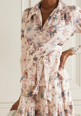 Star Belted Floral-Print Cotton Blouse from Anna Mason