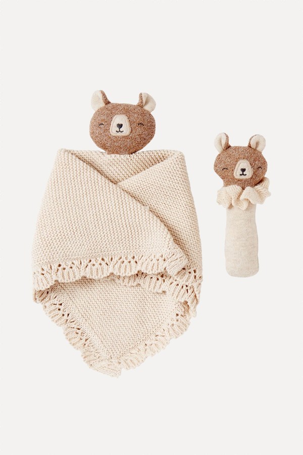 Bear Cuddle Cloth & Rattle Set from Avery Row