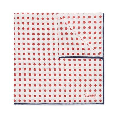 Polka-Dot Linen Pocket Square from Drakes