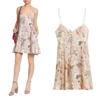 Flared Floral- Print Linen Mini Dress from Zimmermann
