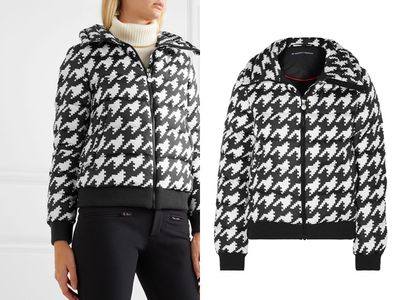 Super Star Hooded Houndstooth Quilted Down Ski Jacket from Perfect Moment