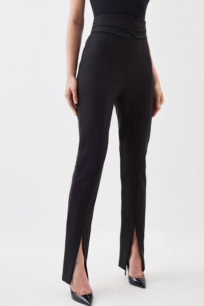 Compact Stretch High Rise Split Hem Trouser