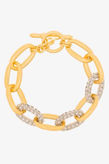 Gold Tone Crystal Chain Link Bracelet from Kenneth Jay Lane