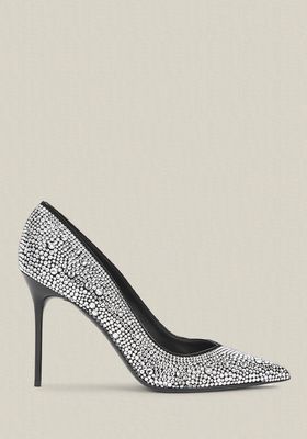 Ruby 105 Crystal Embellished Leather Pumps from Balmain