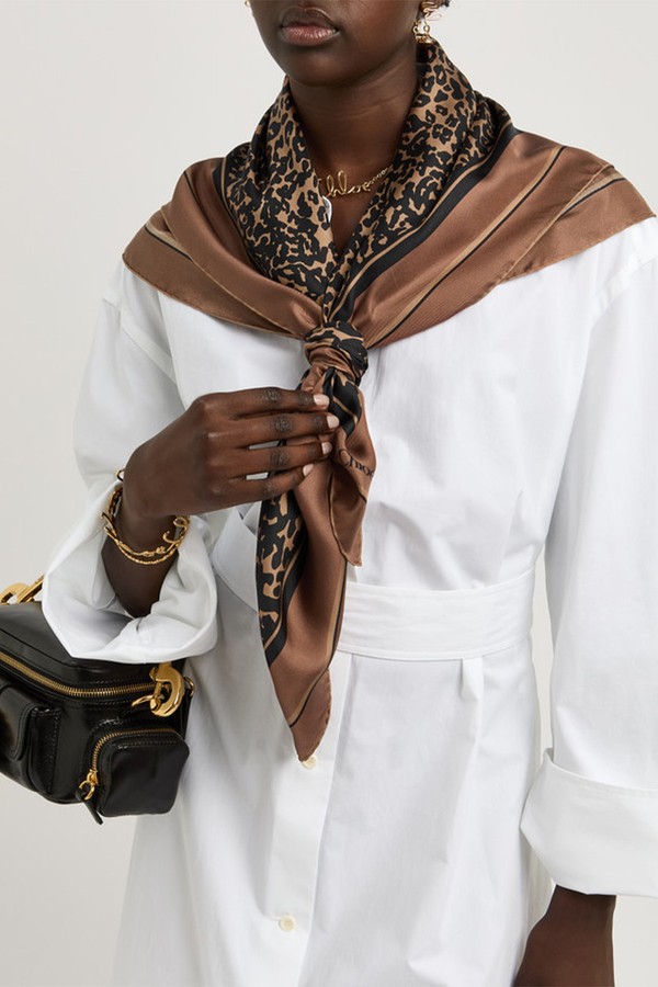 Carre Leopard-Print Silk Scarf from Chloé