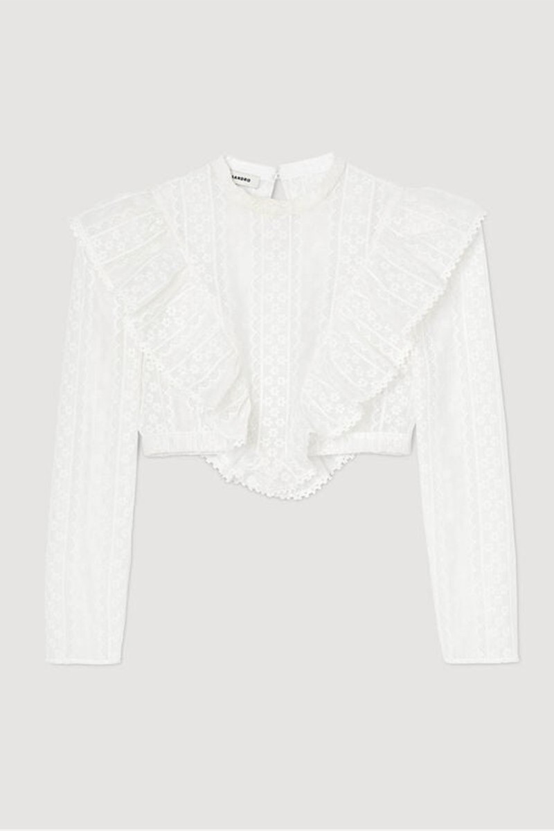 Broderie-Anglaise Cropped Woven Top from Sandro