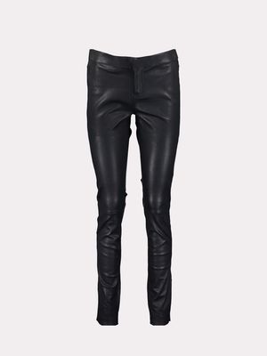 Black Leather Snap Waist Trousers