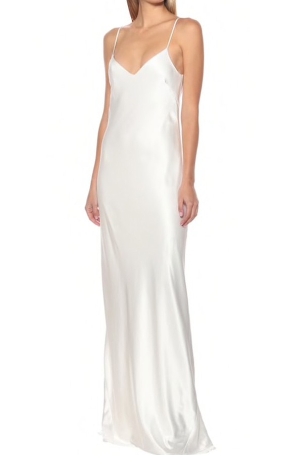 Satin V-Neck Maxi Slip Dress from Galvan