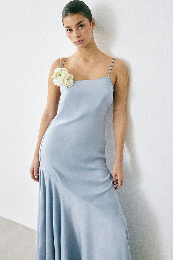 Satin Asymmetric Tier Slip Dress from NA-KD