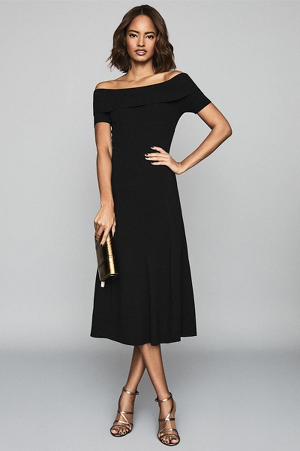 Melissa Bateau Neckline Midi Dress