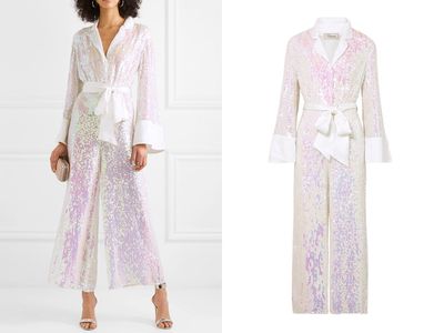 Bia Belted Sequined Georgette Jumpsuit from Temperley London