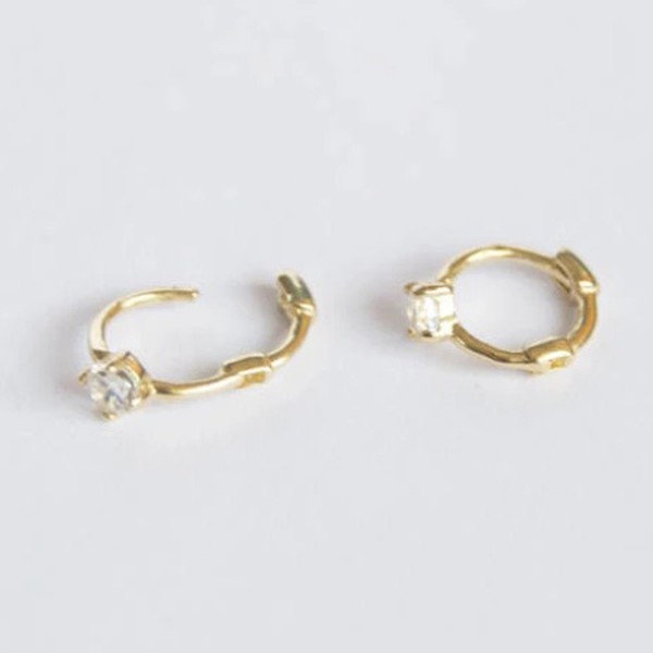 Tiny CZ Huggies 9 Karat from Seol & Gold