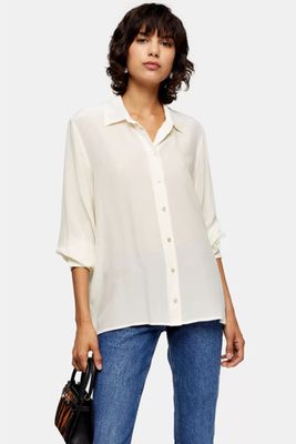 Ivory Oversized Silk Shirt