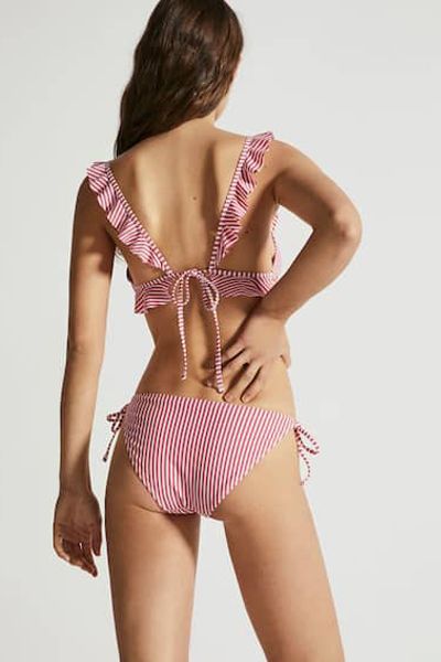 Red Seersucker Classic Bikini from Oysho