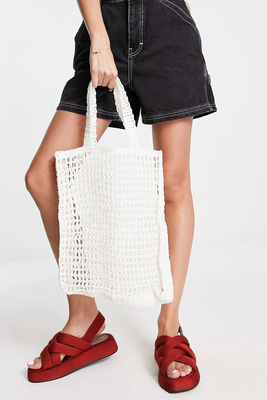 Crochet Straw Tote Bag from Topshop
