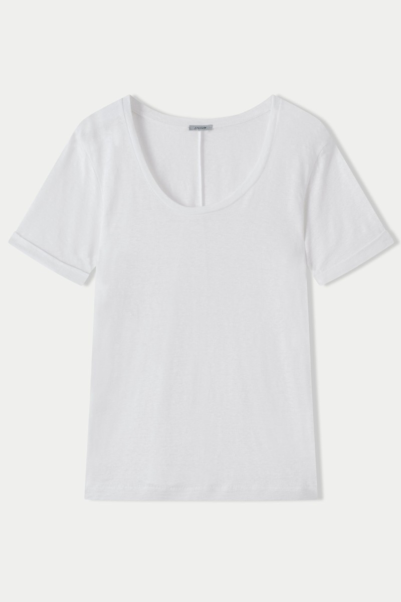 Linen Scoop Rolled Sleeve Tee from Jigsaw