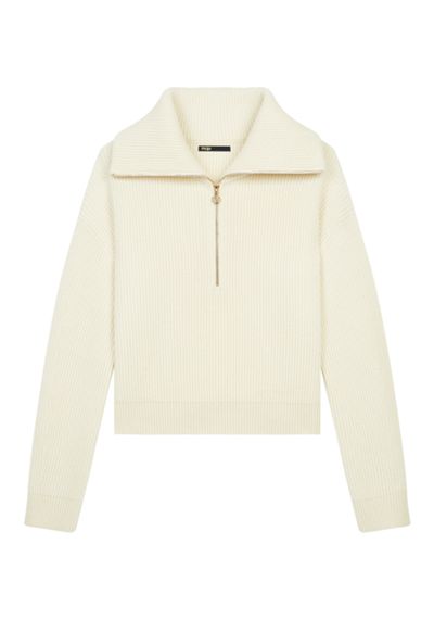 100% Wool Pullover With Half Zip Collar from Maje