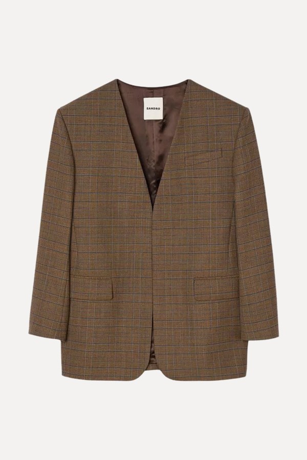 Checked Oversized Woven Jacket from Sandro